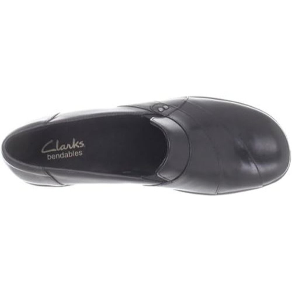 Clarks Women's May Marigold Slip On Loafer Size 8 Square Toe Leather Black - Picture 2 of 7